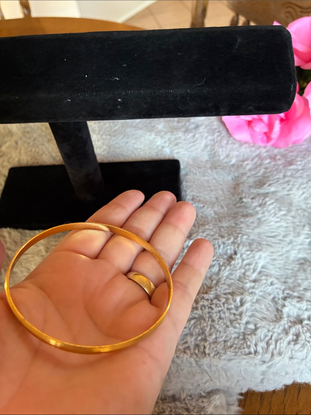 Monet Gold Ribbed Slim Bangle Bracelet - Picture 3 of 3